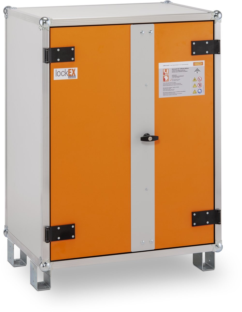 Akku-Lagerschrank mit Ladefunktion CEMO lockEX - 8/10 mit Stellfüssen