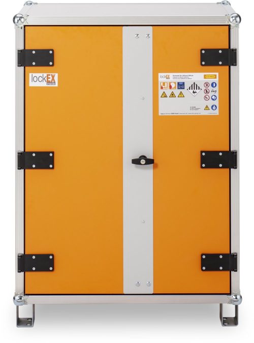 Akku-Lagerschrank mit Ladefunktion CEMO lockEX 2.0 – 8/10 mit Stellfüssen Akku-Lagerschrank mit Ladefunktion CEMO lockEX 2.0 - 8/10 mit Stellfüssen